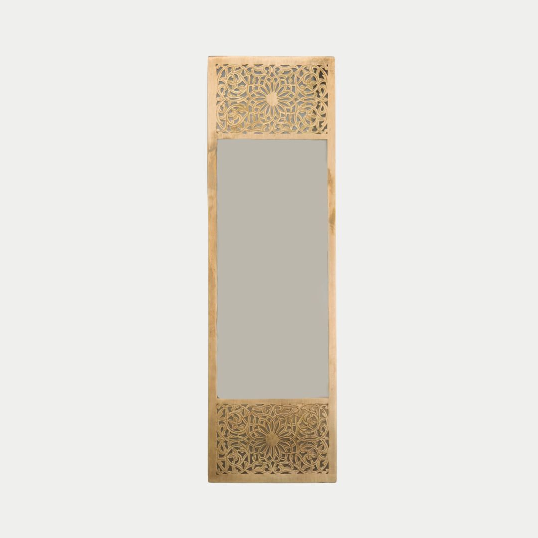 Hand-Carved Mandela Mango Wood Full-Length Mirror