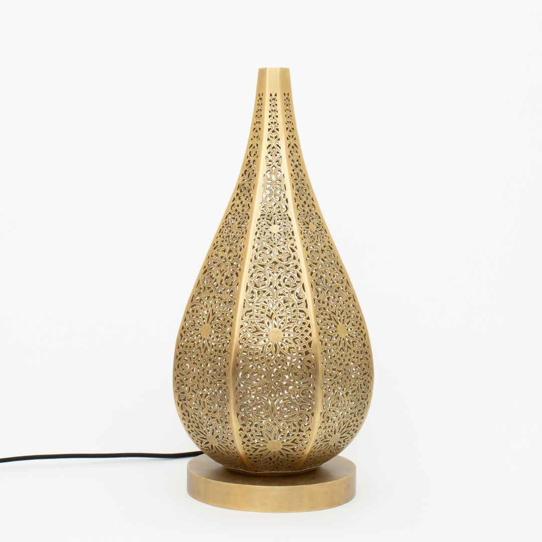 Handcrafted Moroccan Brass Teardrop Table Lamp