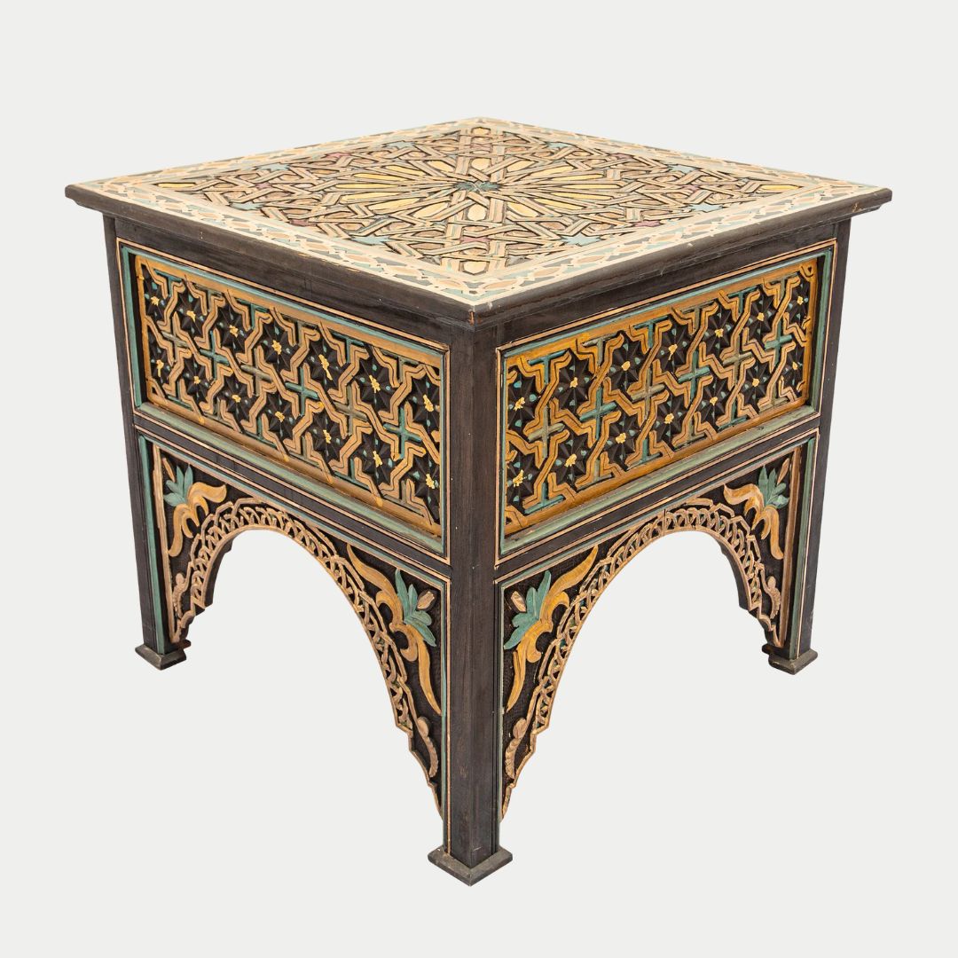 طاولة جانبية مغربية مصنوعة يدويًا من عرق اللؤلؤ: زمان