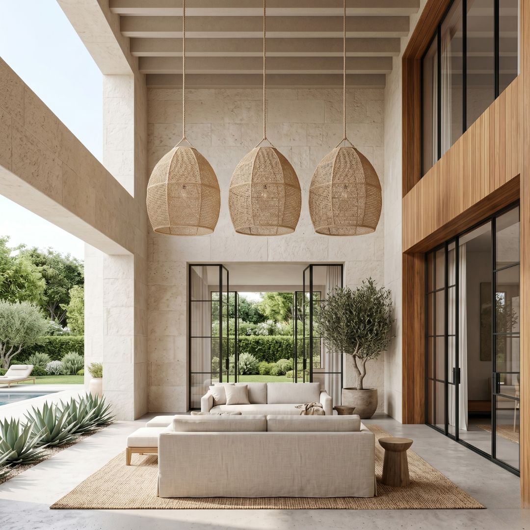 Artisanal Woven Raffia Dome Pendant Light