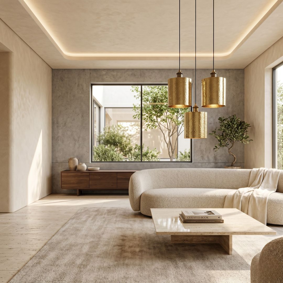 Aurelius Hammered Brass Cylinder Pendant Light
