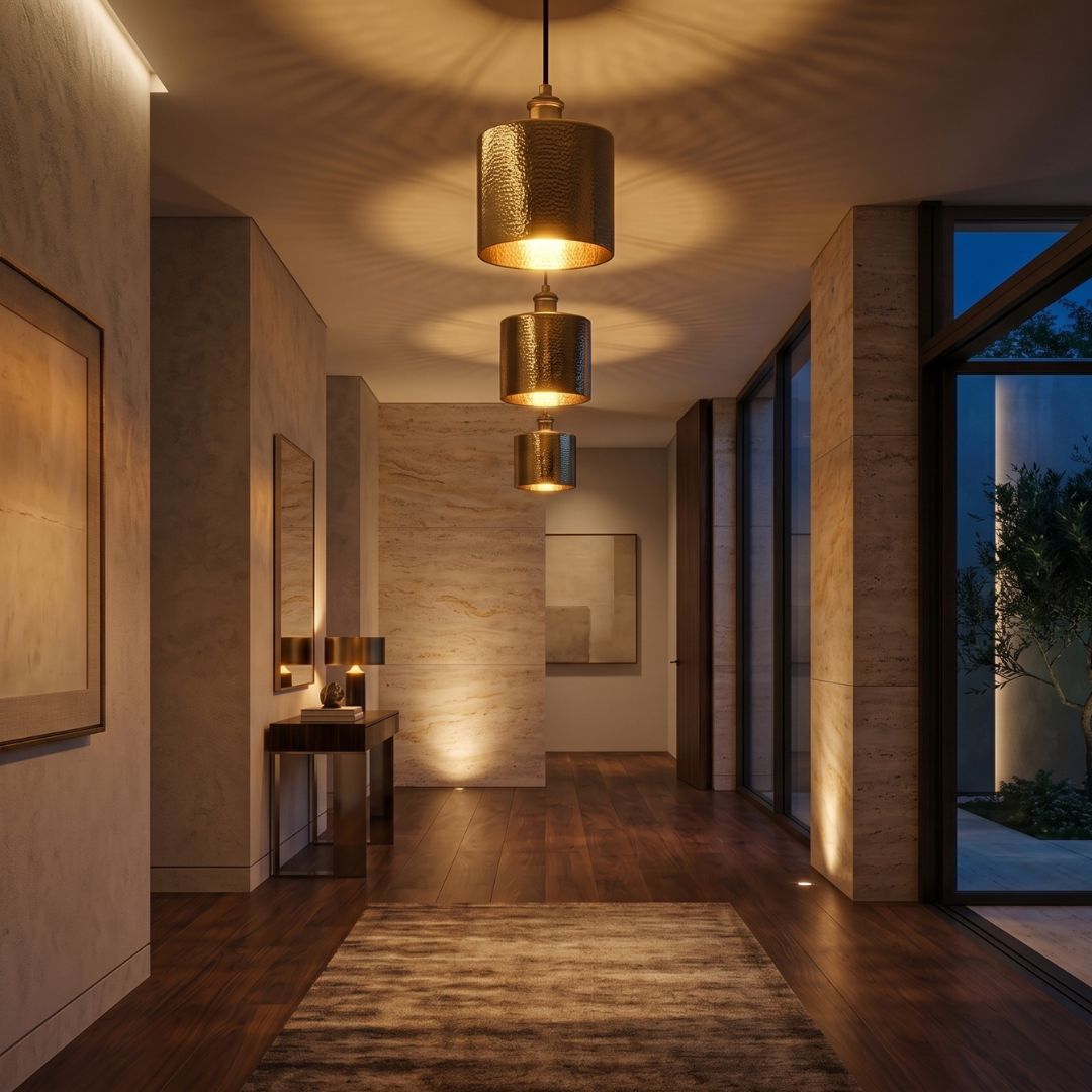 Aurelius Hammered Brass Cylinder Pendant Light