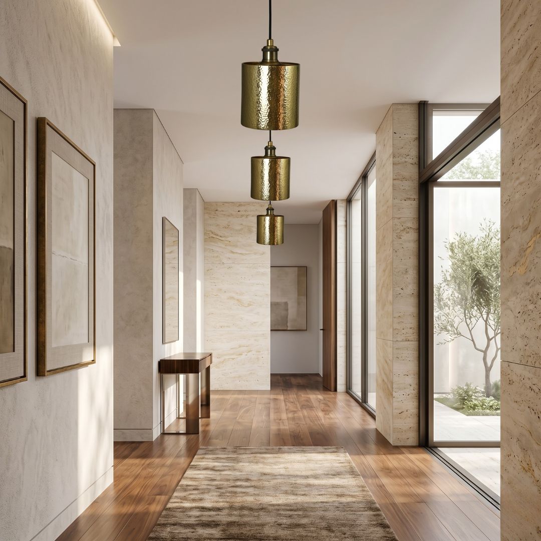 Aurelius Hammered Brass Cylinder Pendant Light