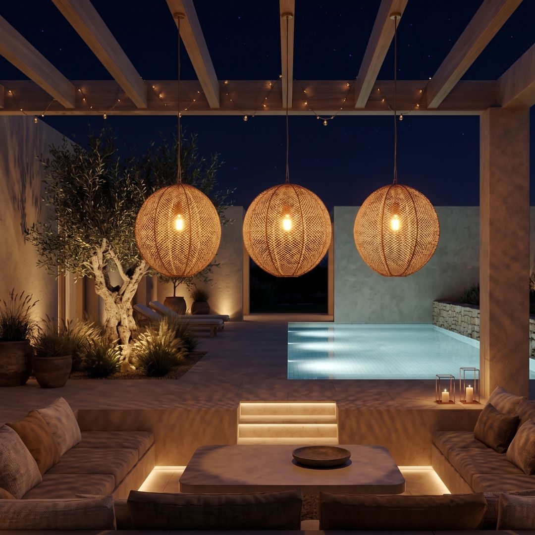 Artisanal Woven Raffia Orb Pendant Light