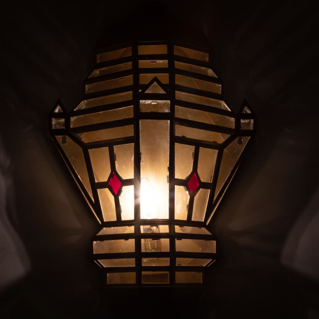 Royal Moorish Glass & Brass Wall Lantern