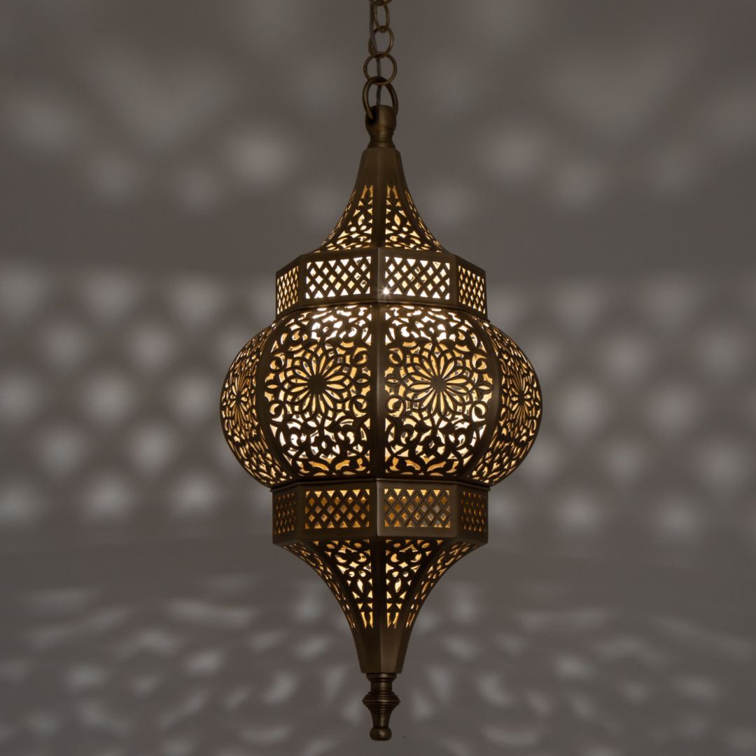 tellale : Handcrafted Geometric Brass Moroccan Lantern