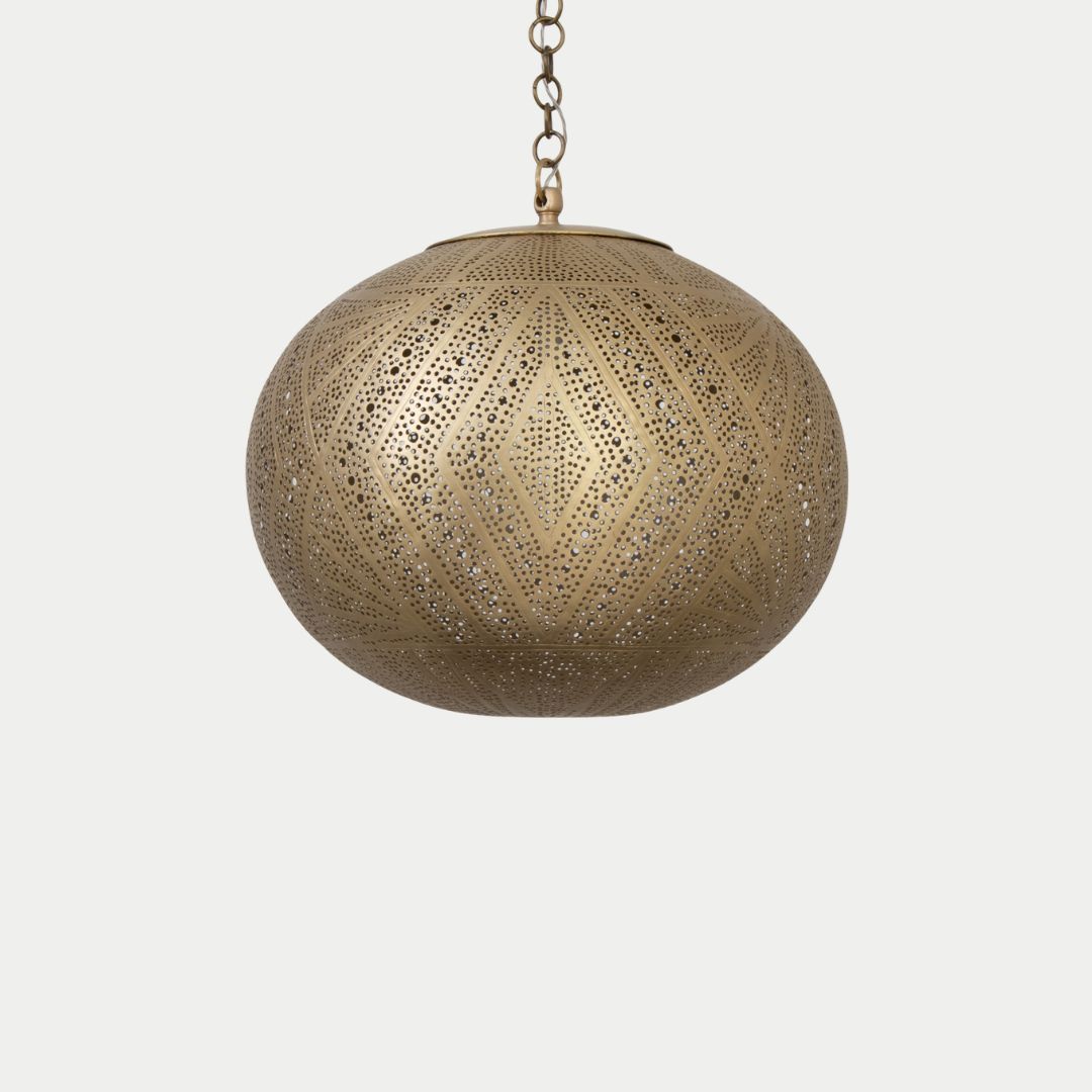 Jomana : Hand-Etched Brass Globe Pendant