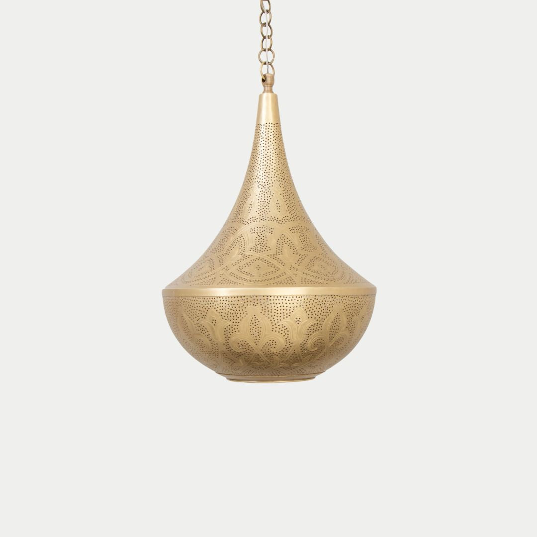 Inara : Hand-Etched Moroccan Brass Pendant Light