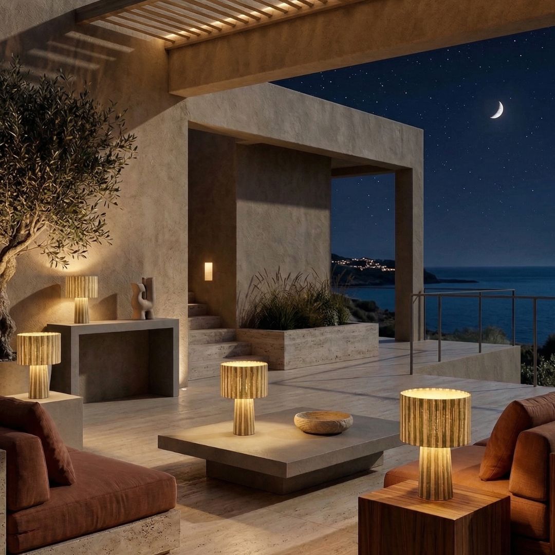 Hand-Woven Raffia Pedestal Table Lamp