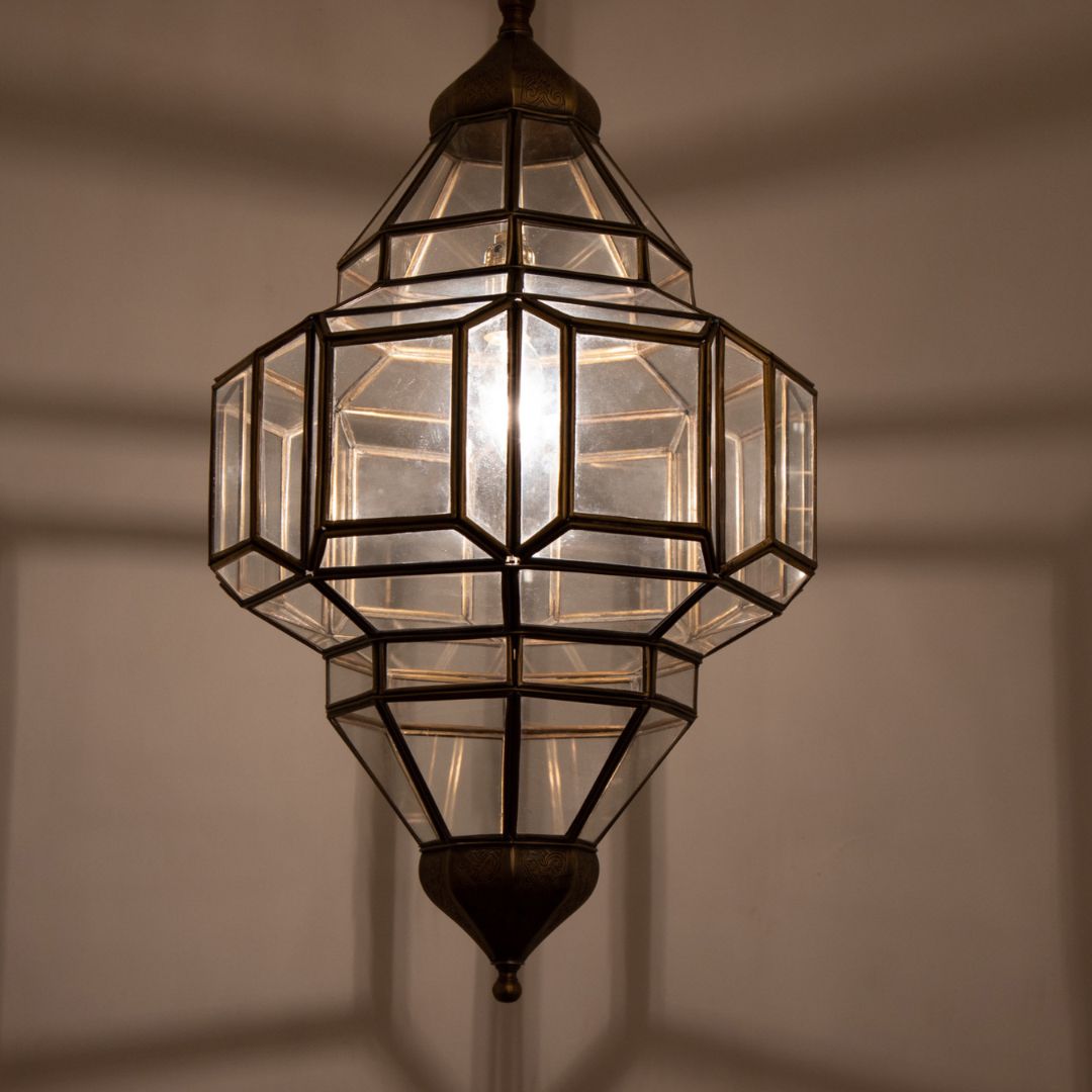 Nadine : Handcrafted Moroccan Geometric Glass Lantern