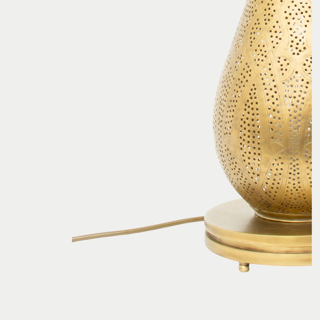 Hand-Etched Moroccan Brass Teardrop Lamp