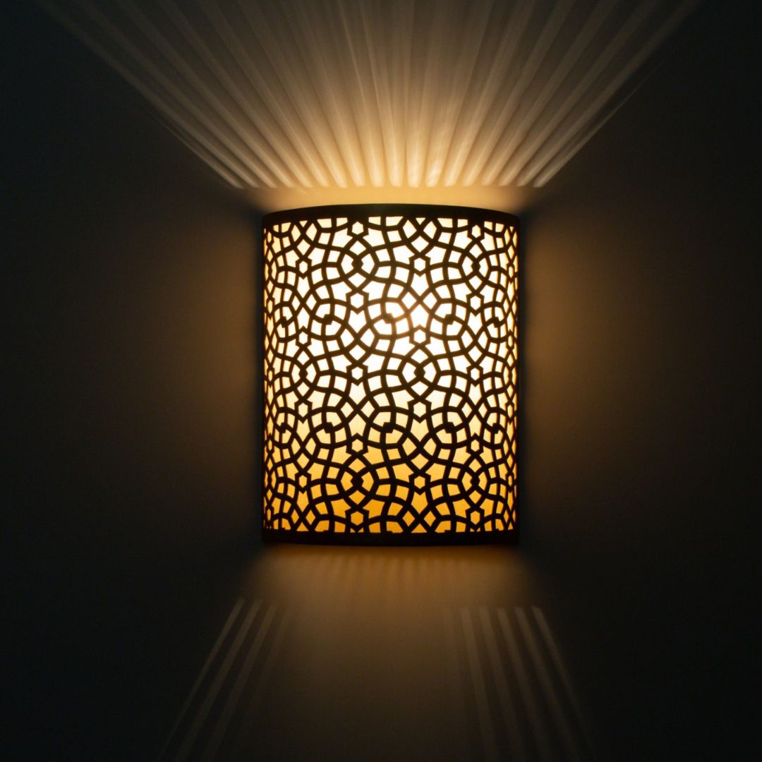 Aura Geometric Laser-Cut Brass Sconce