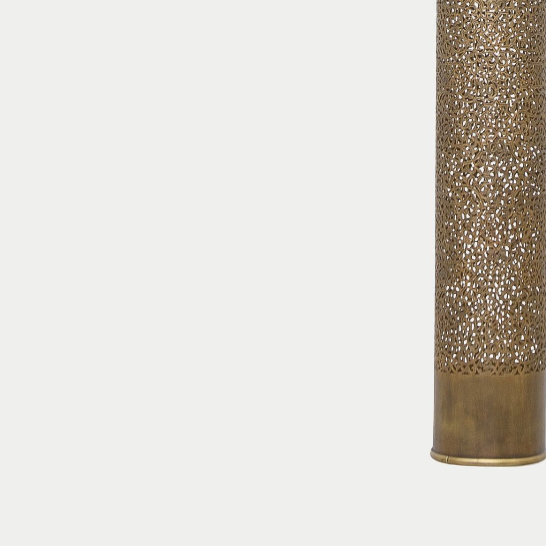 Slim Hand-Pierced Brass Obelisk Pendant