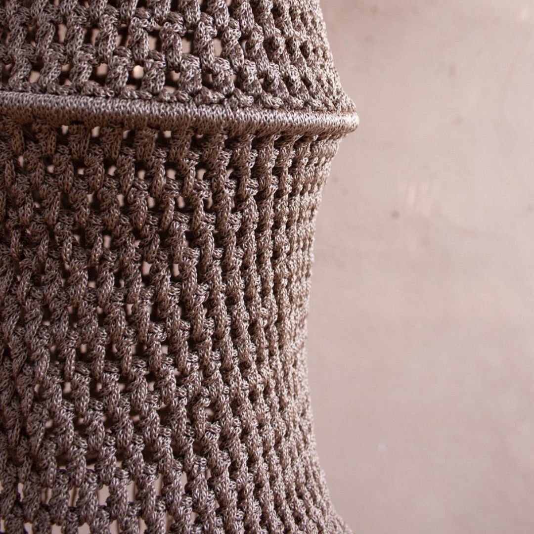 Hand-Crocheted Tiered Pendant Light - Natural Fiber
