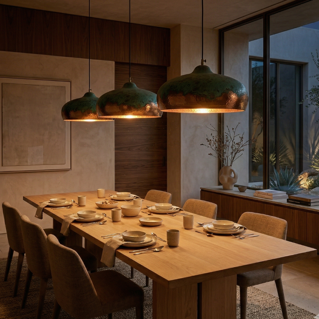 Hand-Hammered Copper Dome Pendant Light