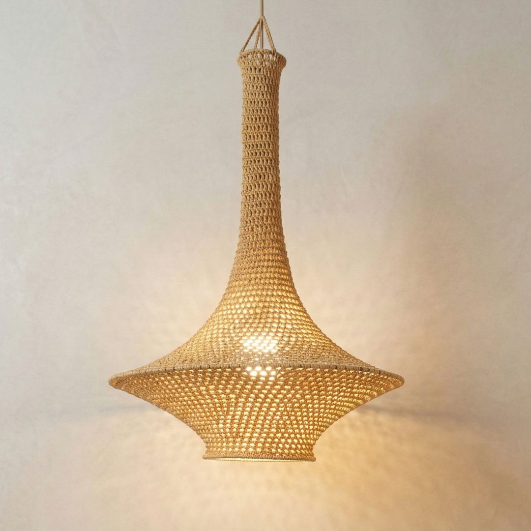 Hand-Crocheted Tiered Pendant Light