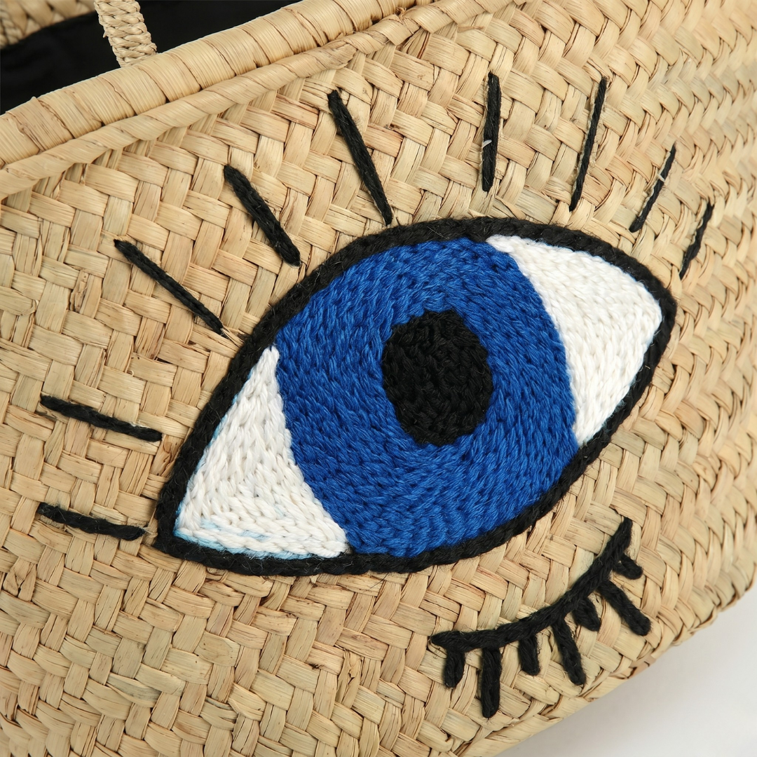 The "NAZAR" Hand-Woven Raffia Tote – Evil Eye Edition
