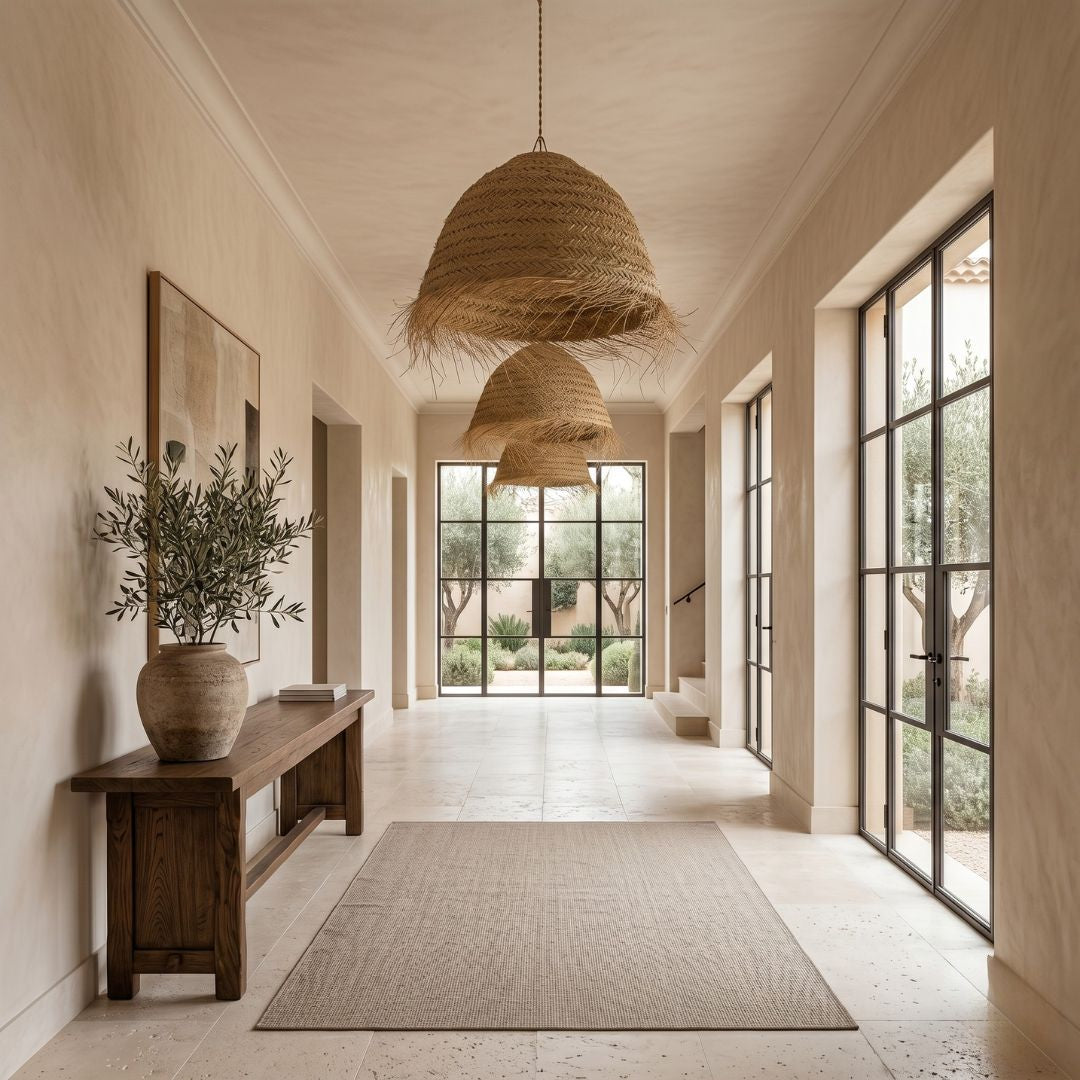 Oversized Moroccan Palm Leaf Basket Pendant