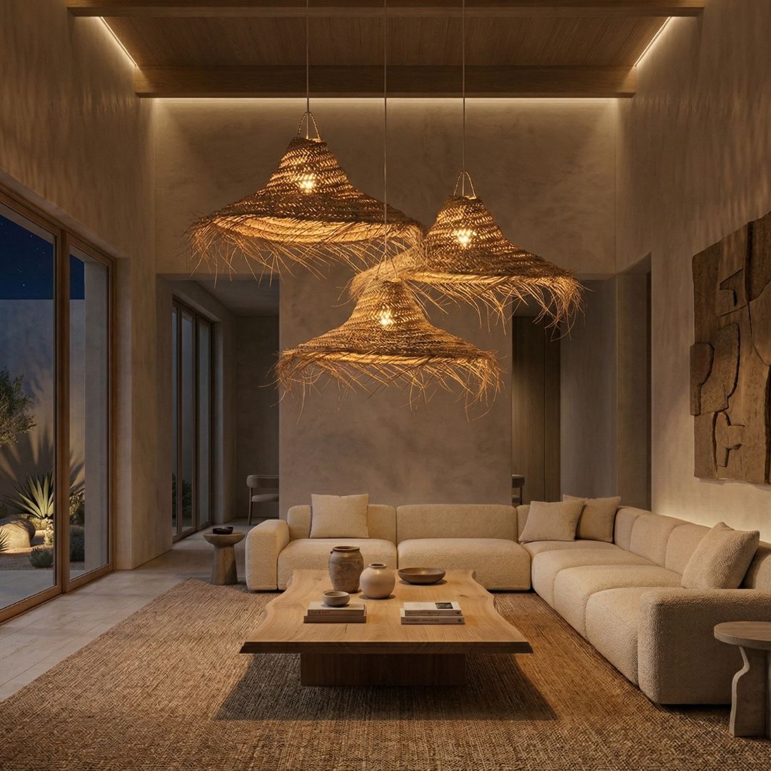 The Bazaar Raffia Cone Pendant