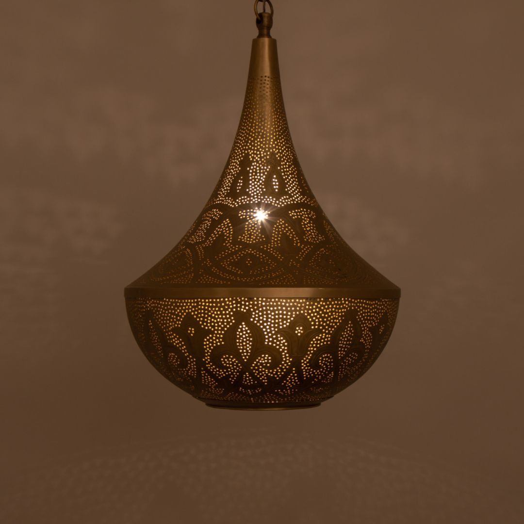 Inara : Hand-Etched Moroccan Brass Pendant Light