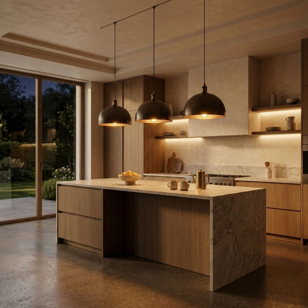 Artisan Hammered Bronze Dome Pendant Light