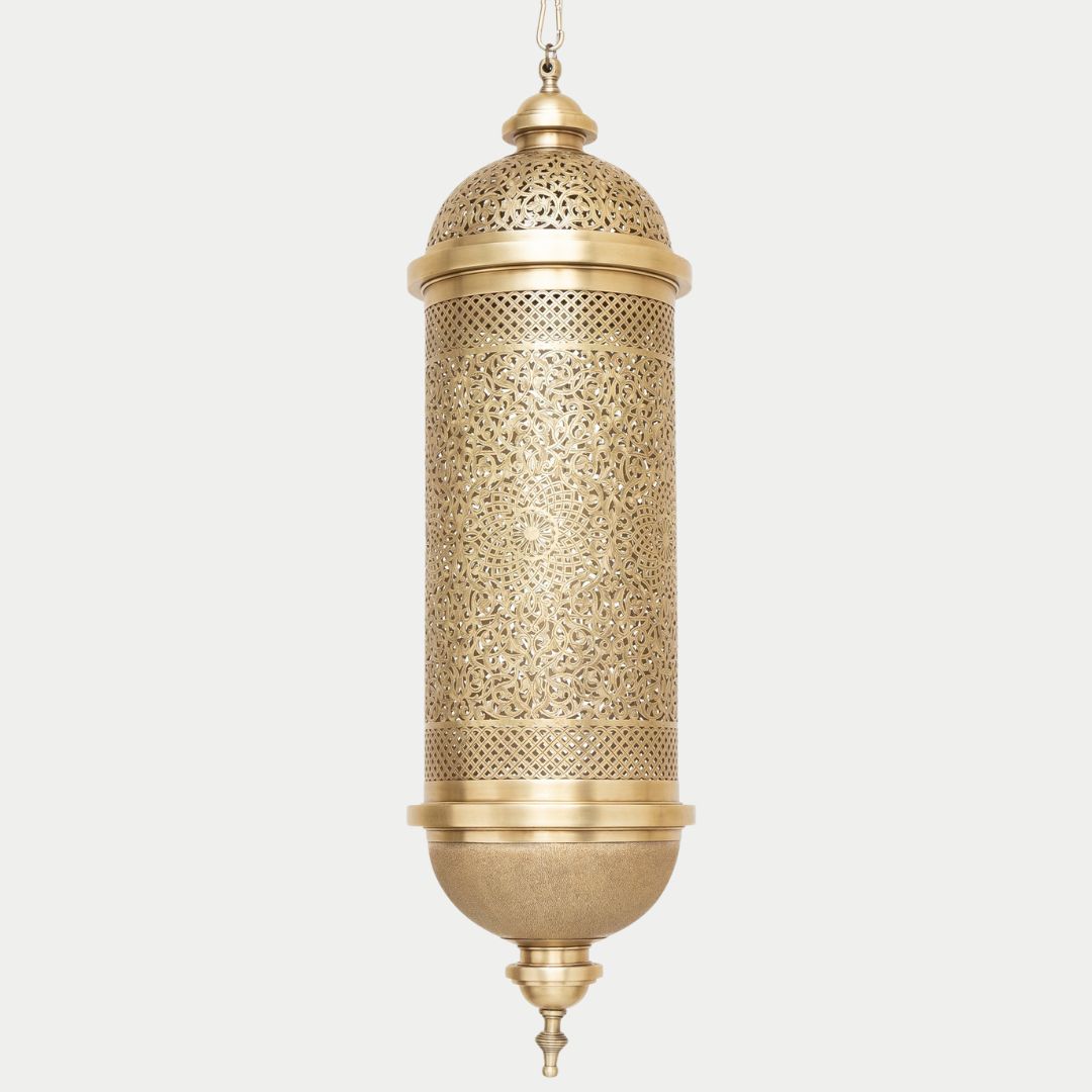 Rawya : Cylindrical Brass Moroccan Lantern