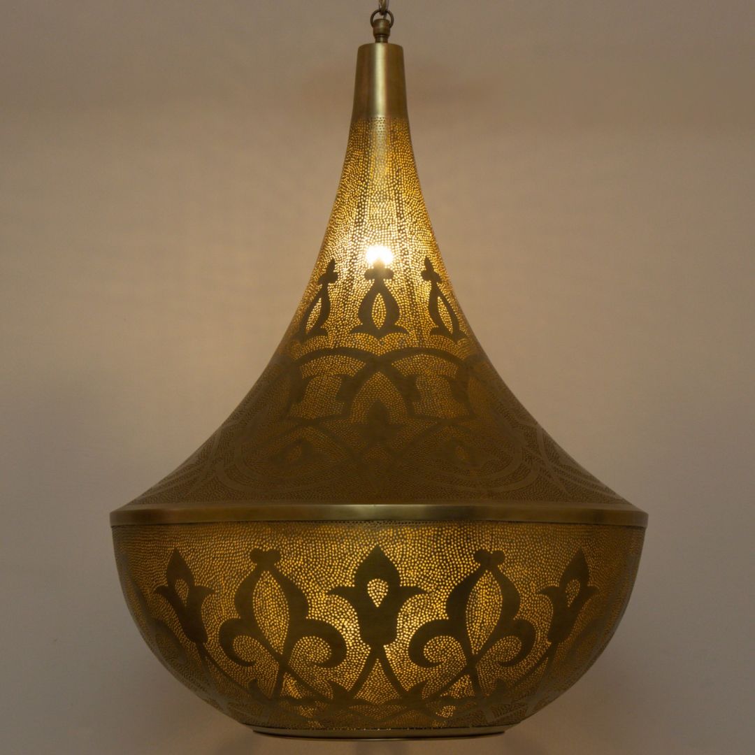 Yssmine : Hand-Etched Moroccan Brass Pendant Light
