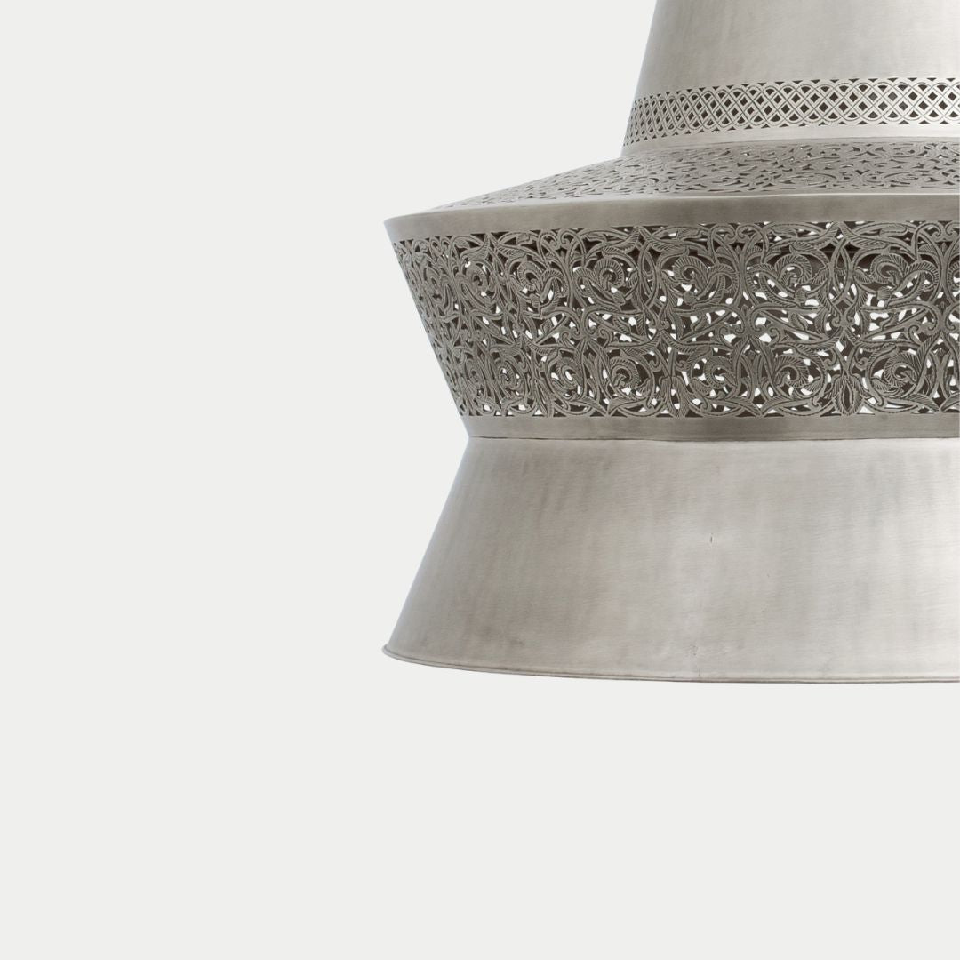 Qamar : Hand-Etched Moroccan Brass Pendant