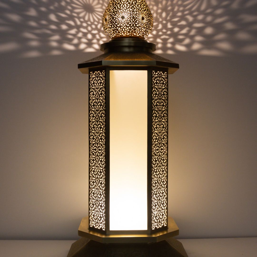 Hand-Engraved Moroccan Brass Floor Lantern