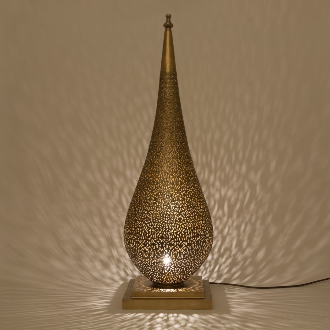 Hand-Pierced Brass Table Lamp