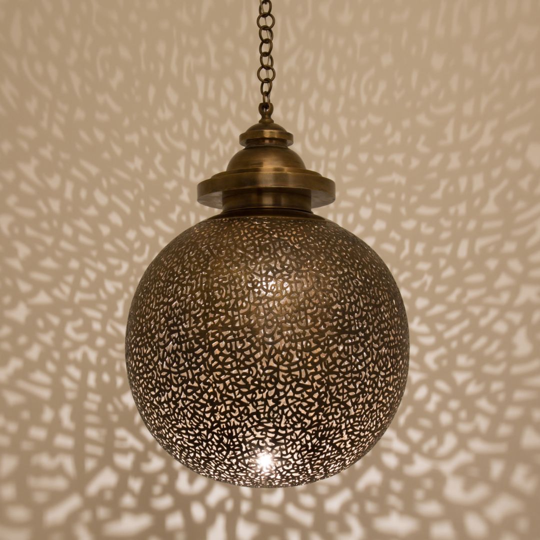 Samera : Handcrafted Moroccan Brass Orb Pendant