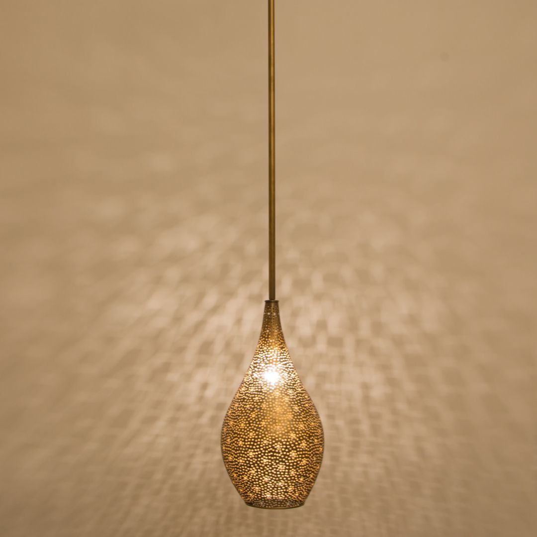 Nada : Elongated Moroccan Brass Pendant