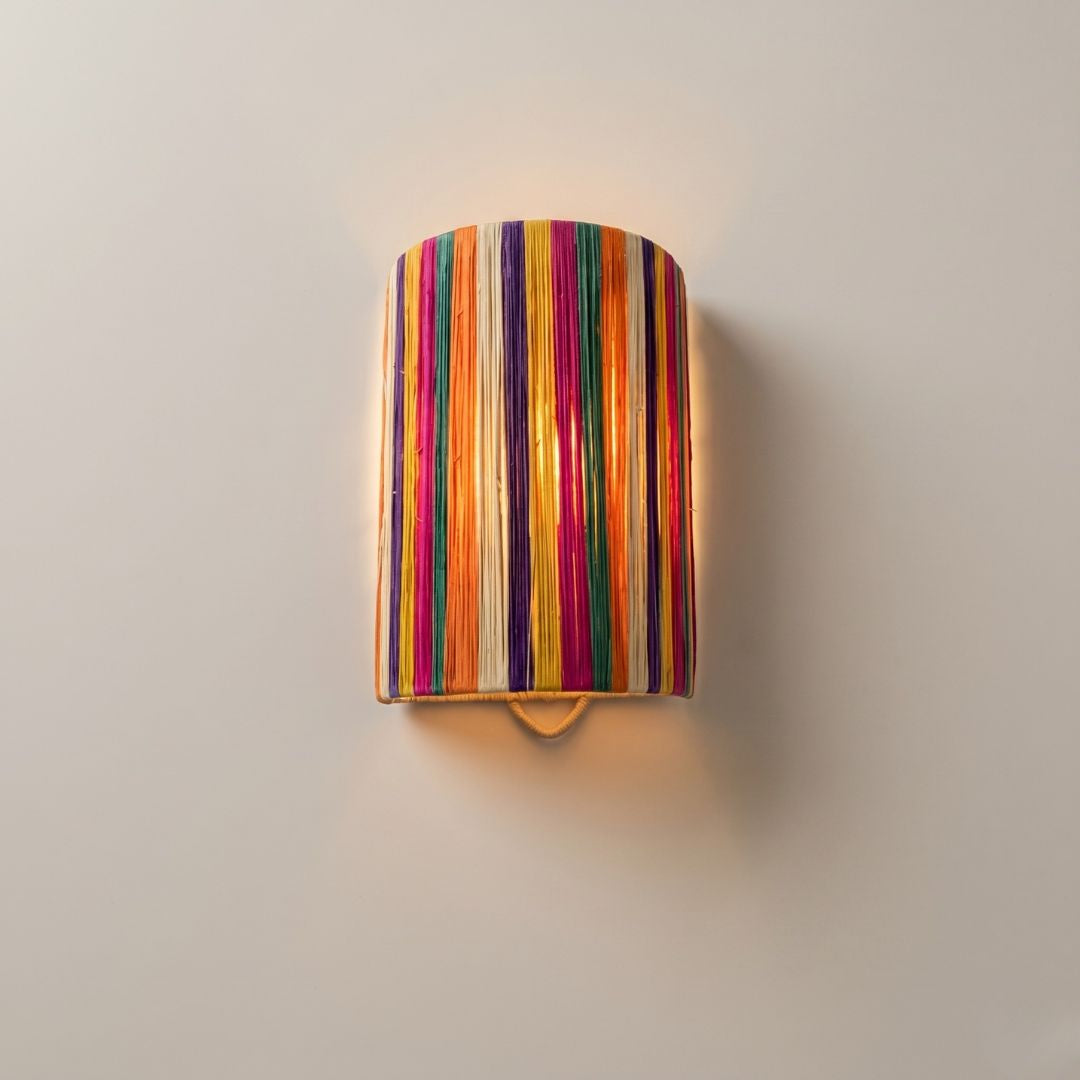 Multicolor Carnival Raffia Sconce