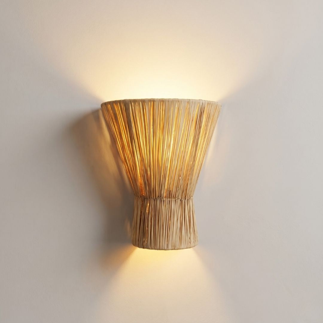 Woven Rafia Hourglass Sconce