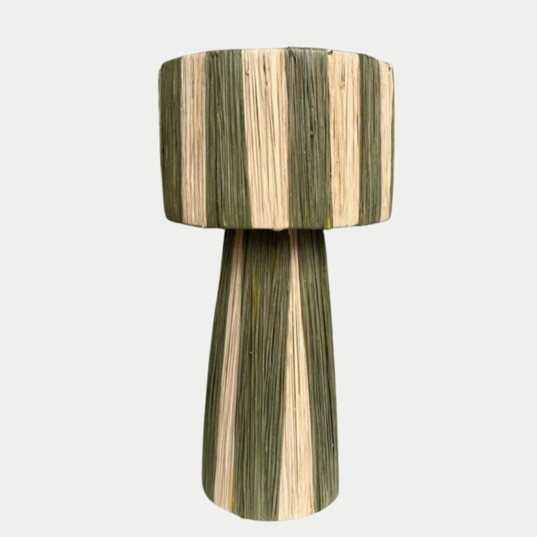 Hand-Woven Raffia Pedestal Table Lamp