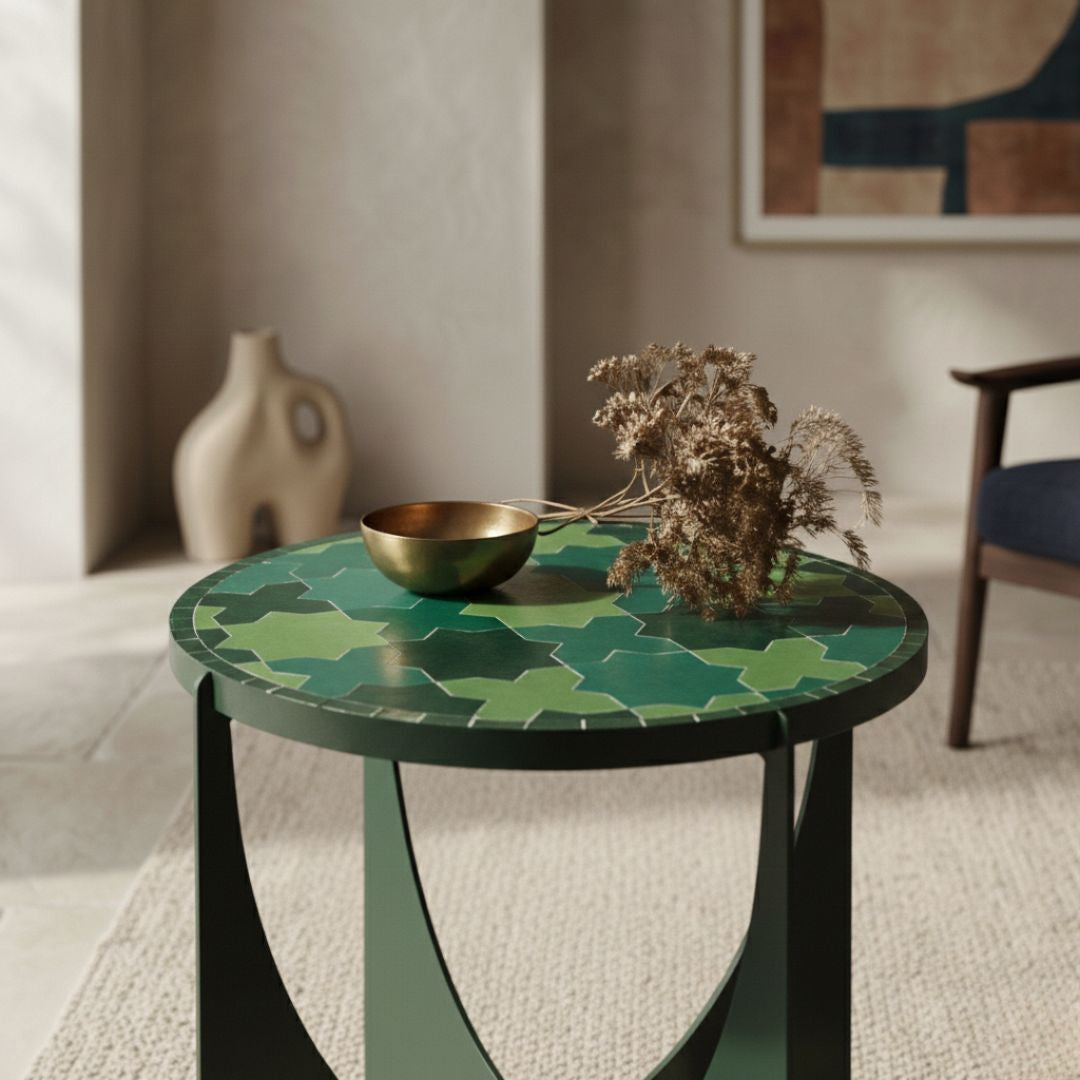 Menara - Handmade Zellige Mosaic Tile Table – Moroccan side table