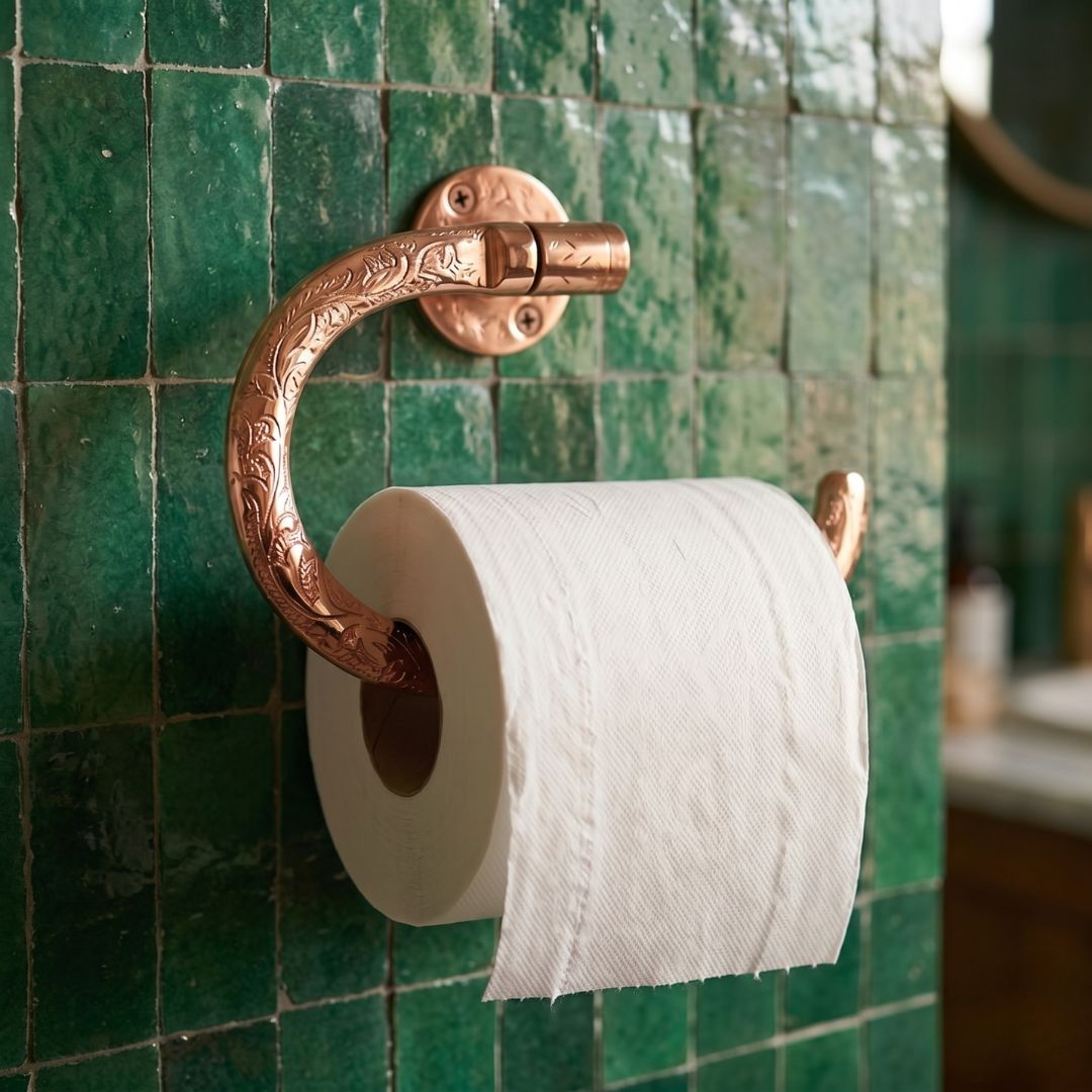 Hand-Etched Copper Toilet Paper Holder