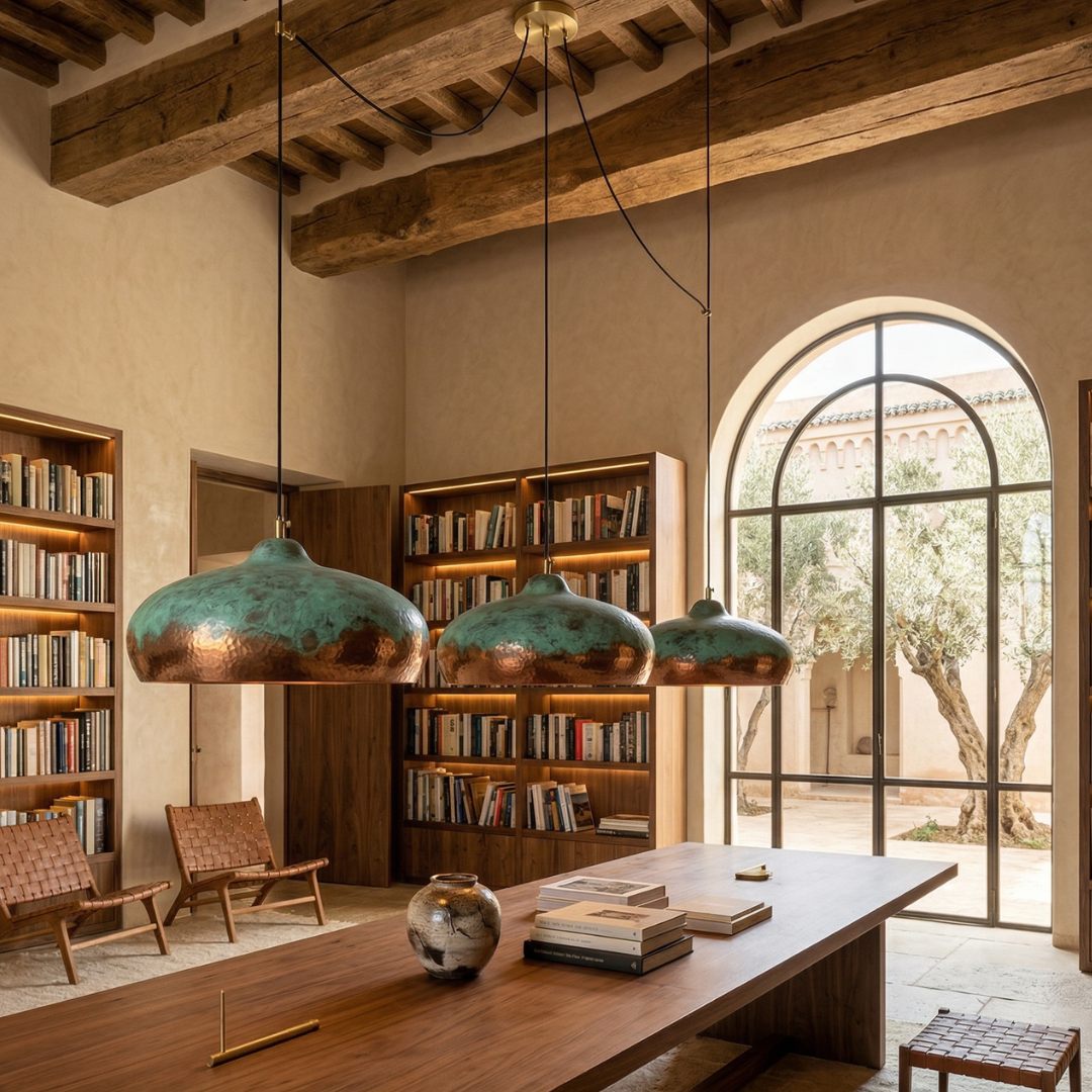 Hand-Hammered Copper Dome Pendant Light