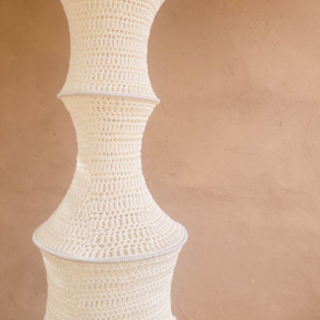 Hand-Crocheted Tiered Pendant Light - Natural Fiber
