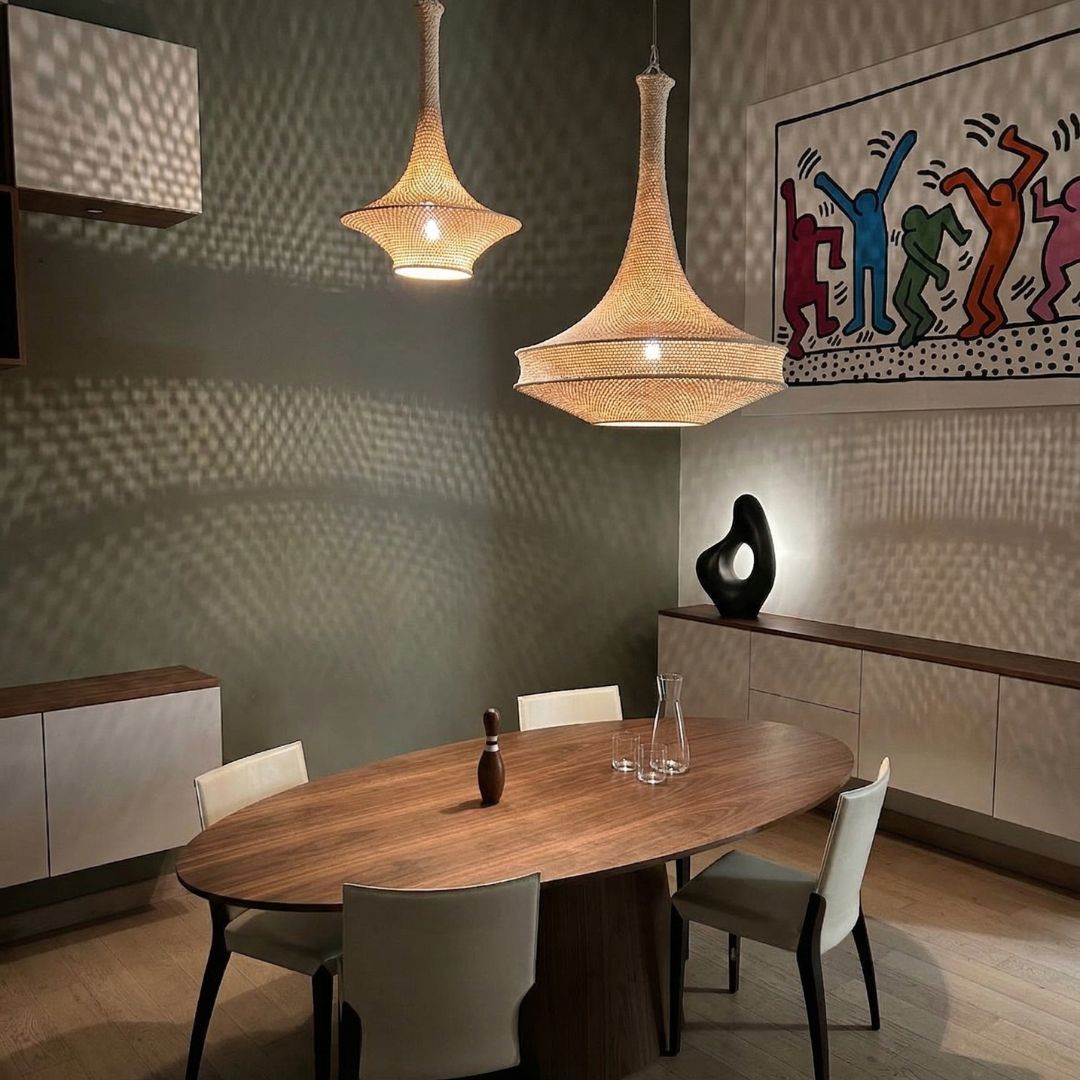 Hand-Crocheted Tiered Pendant Light