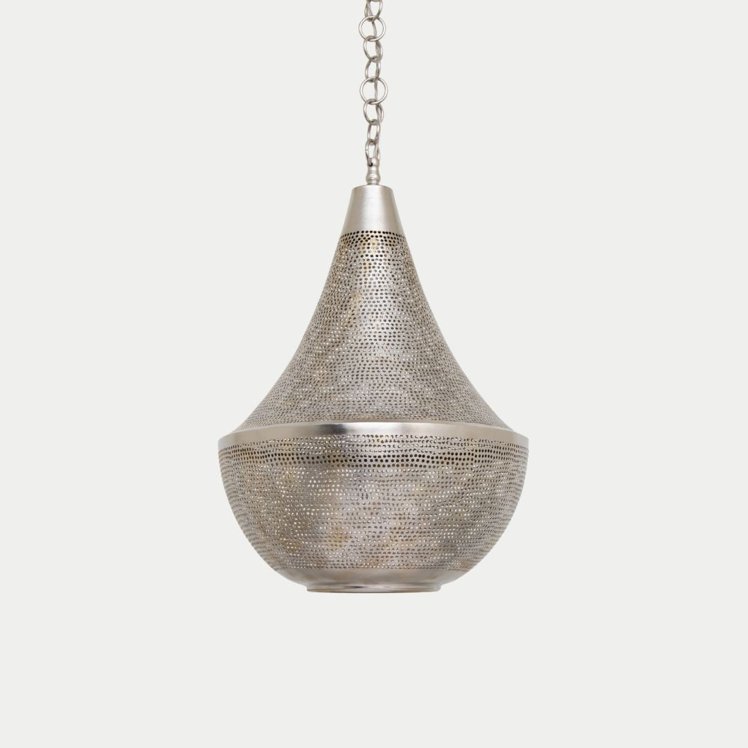 Nihale : Hand-Pierced Silver Moroccan Tear Drop Pendant