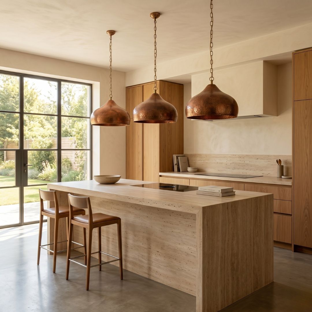 Artisan Hand-Hammered Copper Dome Pendant Light