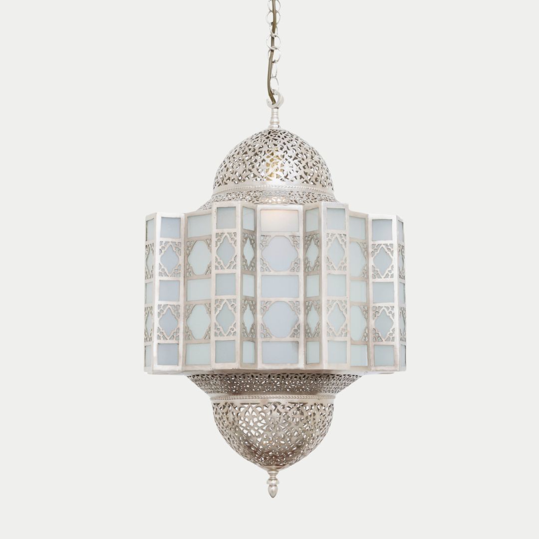 Nissrine : Handcrafted Moroccan Brass & Frosted Glass Lantern