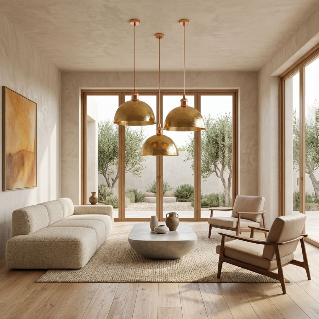 Hand-Hammered Brass Dome Pendant Light