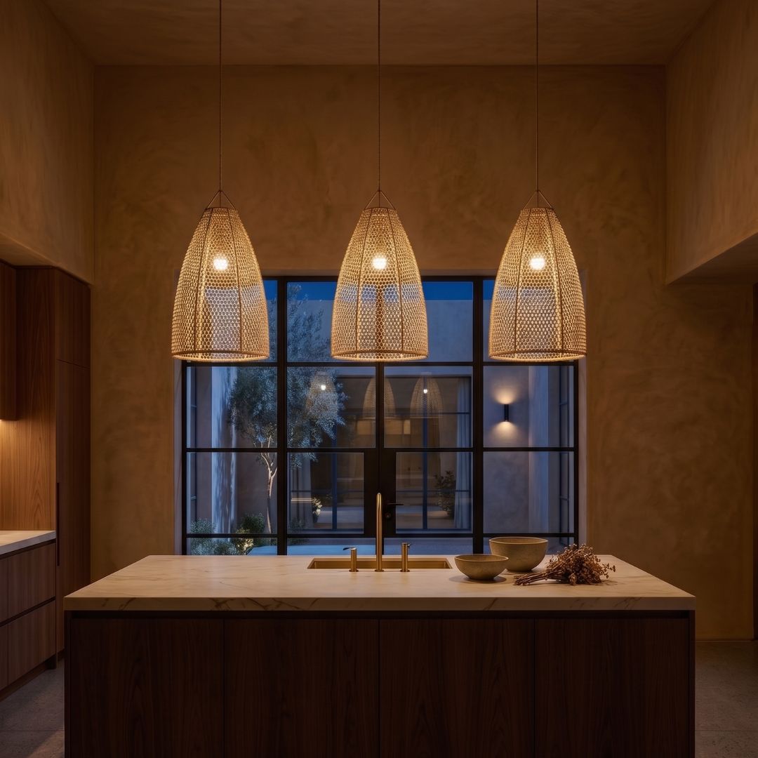 Open-Weave Raffia Floor Lantern