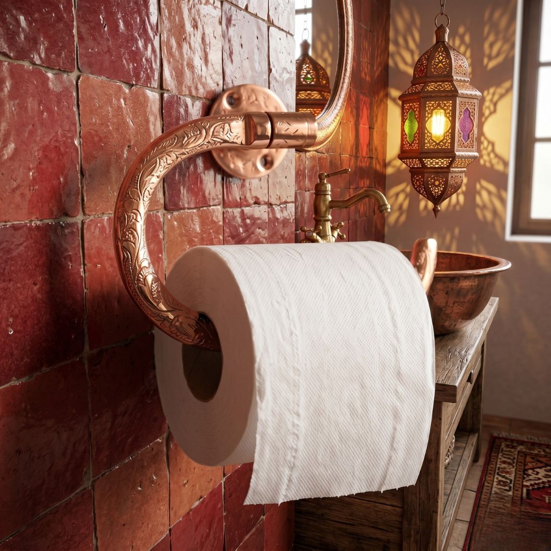 Hand-Etched Copper Toilet Paper Holder