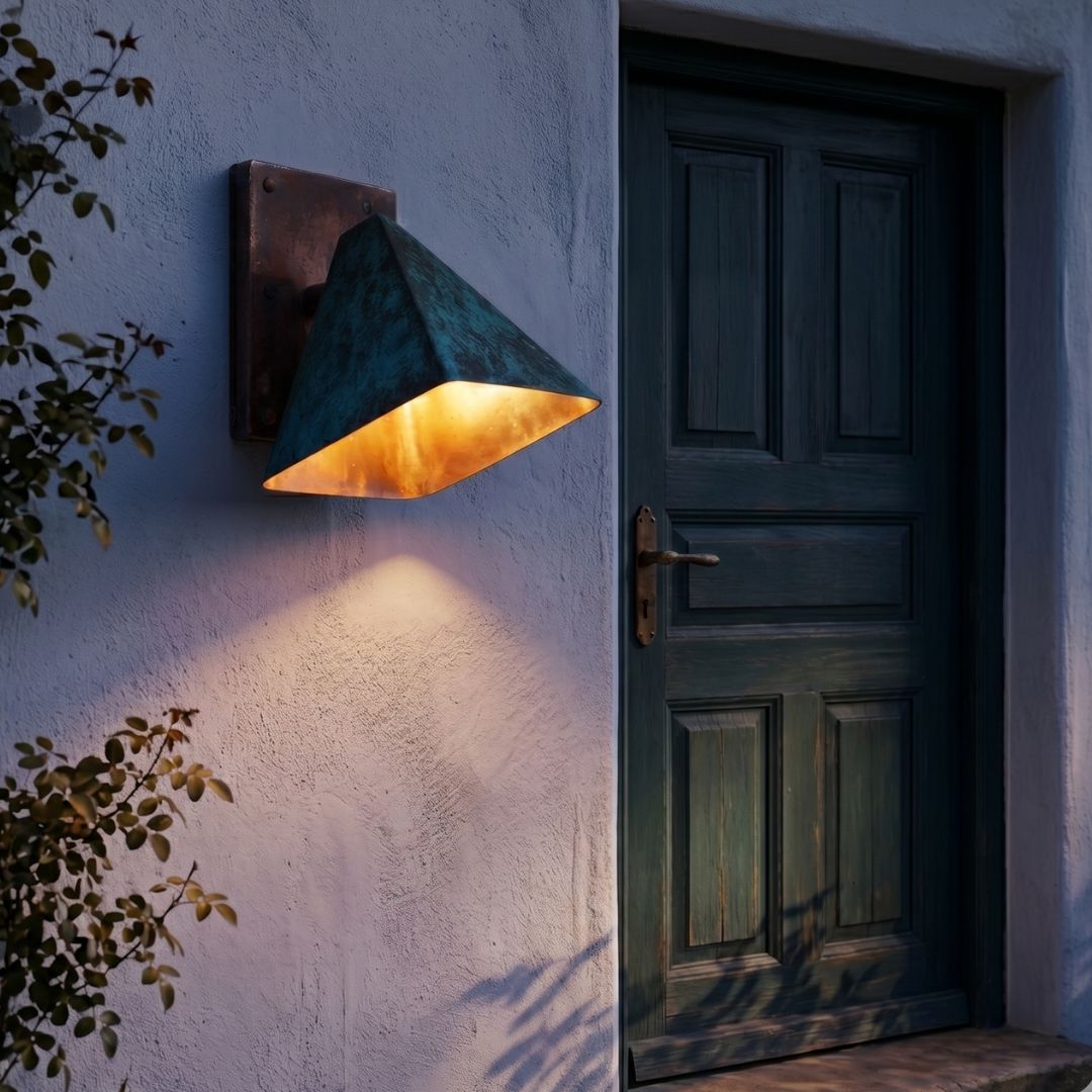 Verdigris Copper Geometric Sconce