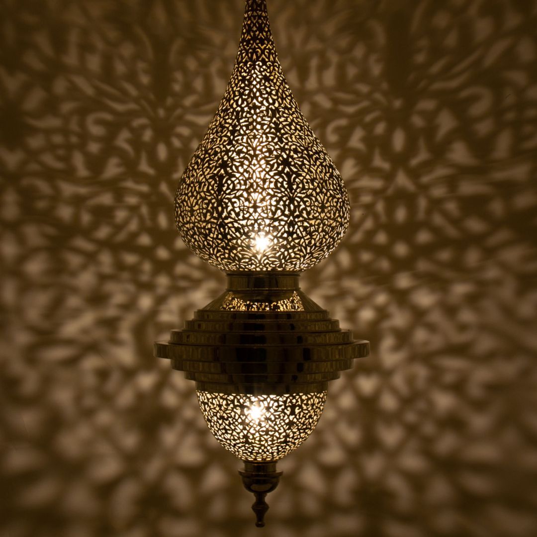 Nezha : Handcrafted Moroccan Teardrop Brass Pendant Light