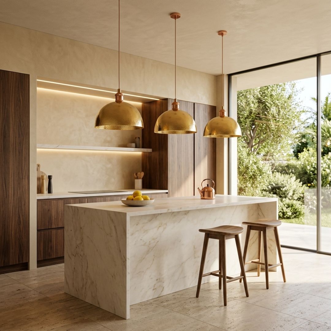 Hand-Hammered Brass Dome Pendant Light