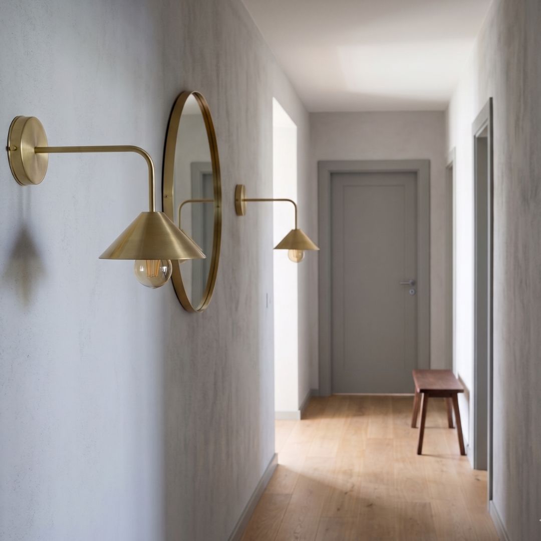 Minimalist Brushed Brass Conical Wall Sconce